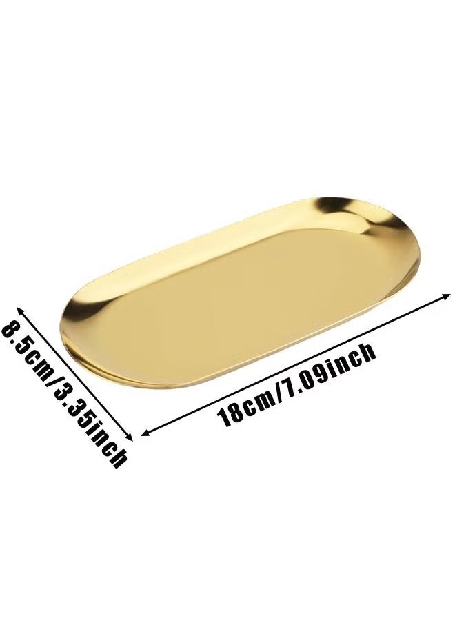 2 PCS Trinket Tray Stainless Steel, for Serving Trays Towel Storage Dish Plate Tea Fruit Trays Jewelry Plate Decorative Storage Tray - Image 2